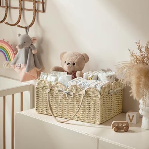 HBlife Large Baby Diaper Caddy, Paper Rope Storage Baskets Nursery Bin - Image 3