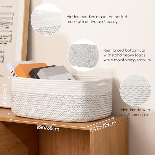 OIASKET Storage Baskets for Organizing 3 Pack, Woven Baskets for Shelves - Image 2