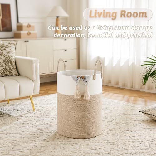 Artfeel Laundry Basket, Woven Cotton Rope Laundry Hamper, 60L - Image 5