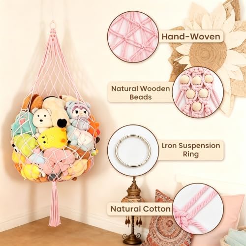 Stuffed Animal Storage Hammock Plushie Net 60-inch Stuffed Animal Net Corner - Image 4