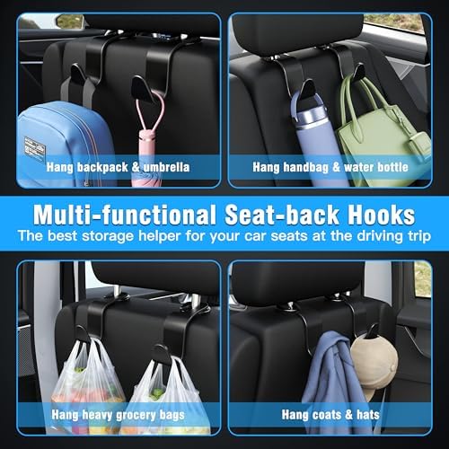 4-Pack Car Headrest Hooks Holds 55lbs Seat Storage Organizer - Image 3