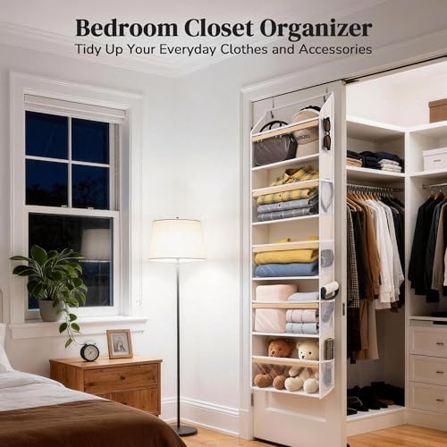 5 Tiers Natural Bamboo Over Door Organizer - Image 3