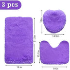 Purple Bathroom Rugs Sets 3Piece Bath Mat Solid Bath Rug Floor Mats Washable - Image 2