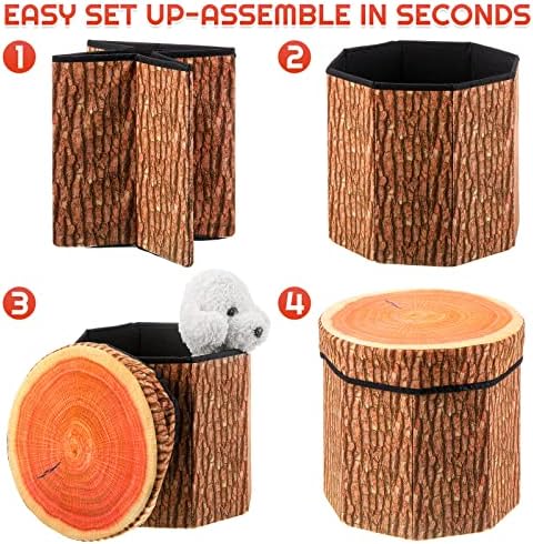 Amylove 3 Pack Tree Stump Stool Toy Storage Ottoman 12 Inch - Image 4