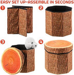 Amylove 3 Pack Tree Stump Stool Toy Storage Ottoman 12 Inch - Image 4