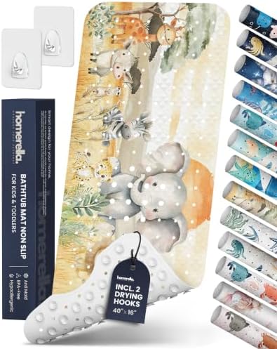 homerella Bathtub Mat Non Slip Kids 40x16 Baby Bath Mat Non Slip Anti Mold by Homerella