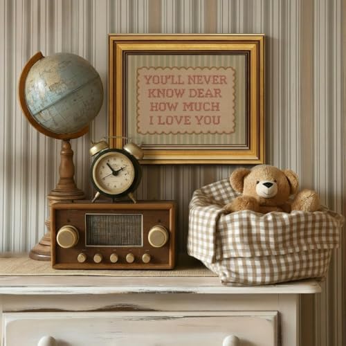 Vintage Gold Framed Nursery Wall Art Baby Love Quote Painting Canvas Prints - Image 2