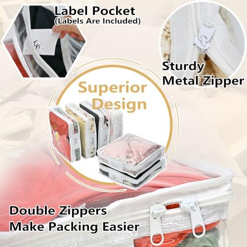 6 Pack Clear Clothes Storage Bags - Image 3