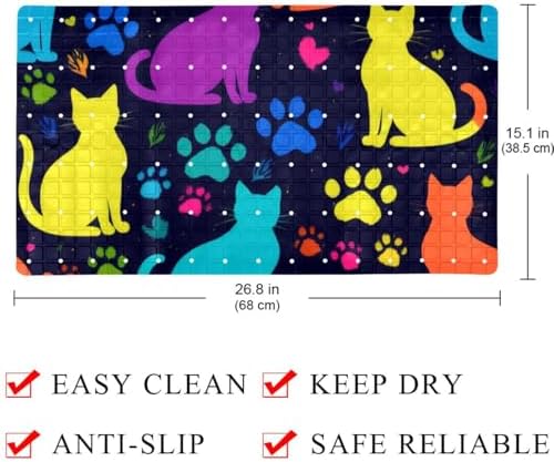 Shower Mat Non Slip, Colorful Cats Paws Anti Slip Bath Mat - Image 4