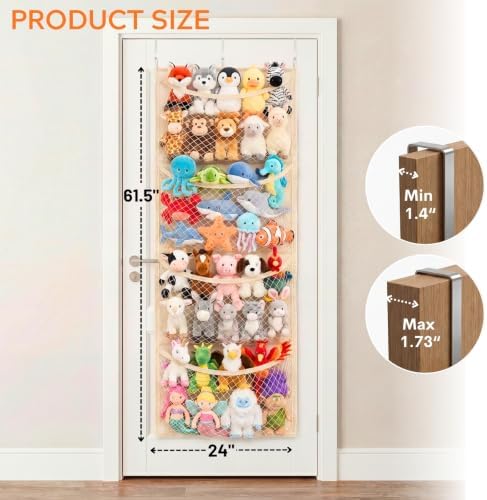 Wide Over The Door Stuffed Animal Storage, Cotton Toy Organizer - Image 6