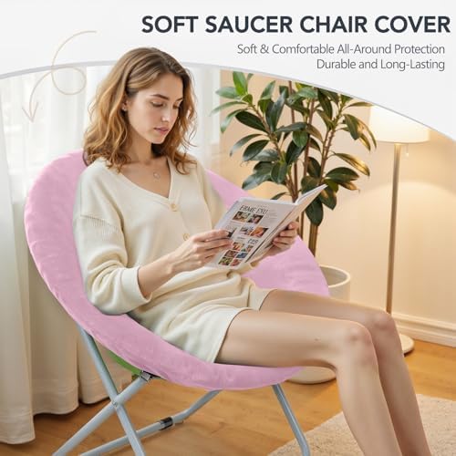 Velvet Stretch Saucer Chair Cover, Round Moon Chair Cover - Image 3