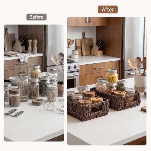 StorageWorks Wicker Baskets for Storage, Rectangle Basket - Image 6