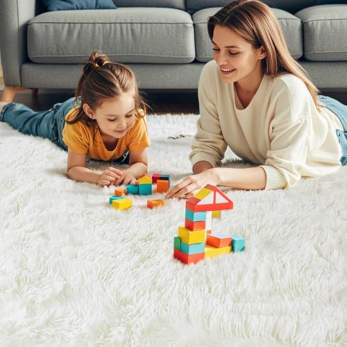 KCHOWUA Cream White Thick Fluffy Area Rug 2x6 - Image 3