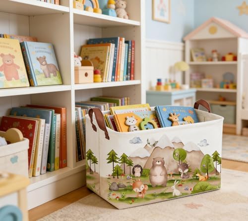 Sanjiaofeng Rectangular Forest Animals Kids Laundry Basket Animal Hamper - Image 2