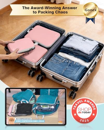 Gonex Compression Packing Cubes, 4-Piece Expandable Travel Organizers - Image 2