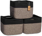 NaturalCozy Storage Cubes 9”x9”x7”Cotton Rope Woven Baskets by NaturalCozy