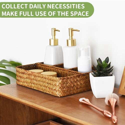 Nonam 4-Section Seagrass Tea Bag Organizer, Wicker Divided Basket - Image 3