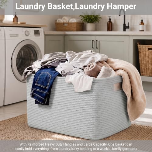 Large Laundry Basket/Hamper, Light Grey Basket - Image 6