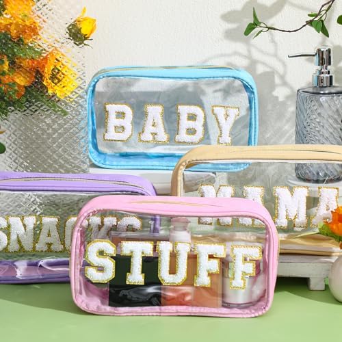 4 Pcs Mama and Baby Toiletry Bag Diaper Bags, Macarons Color - Image 4