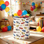 QUEENLALA Foldable Waterproof Round Fabric Laundry Basket Home, Race Car - Image 6