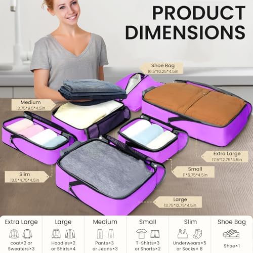 BAGAIL 4 Set/6 Set/8 Set Compression Packing Cubes Travel Accessories - Image 2