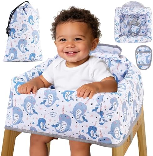 High Chair Cover Portable with 3-Point Harness, Waterproof Baby Seat Cover by Lunobubo