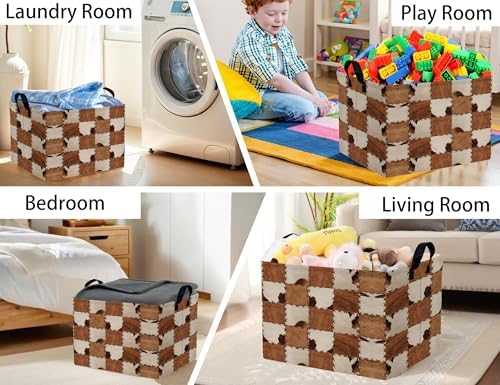 Checkered Kids Toy Basket Collapse Storage Bin - Image 6