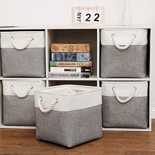 Cube Storage Bins, 6 Pack Collapsible Fabric Storage Cubes, 11 Inch Cube - Image 5