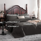 NTBAY Queen Microfiber Bed in a Bag, Comforter Set 7 Piece, Dark Grey - Image 4
