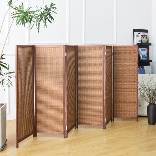 Furnnylane 6 Panel Short Room Divider Screen, Small Bamboo Panel Divider - Image 3
