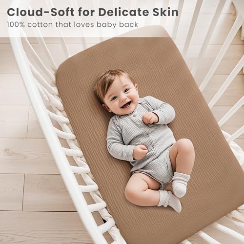 Konssy Muslin Bassinet Sheets for Baby Boys and Girls, 2 Pack - Image 4