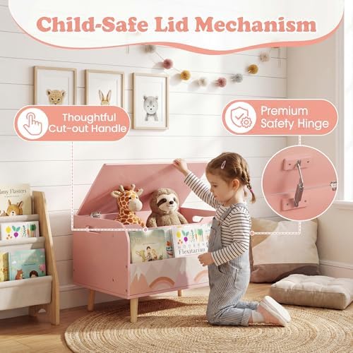 GLACER Kids Toy Box, Wooden Toy Chest - Image 4