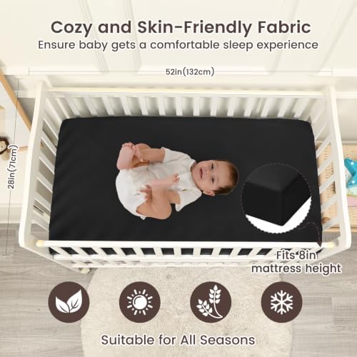 david's kids Waterproof Mini Crib Sheets, 2 Pack Ultra Soft Breathable Mini - Image 2