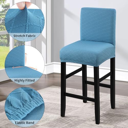 Fuloon Waterproof Barstool Covers Chair Slipcovers, Lake Blue, 4 Pack - Image 6
