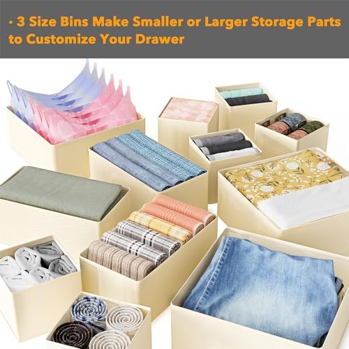 SpaceAid Drawer Organizer Clothes, 12 Pack Dresser Organizer Bins - Image 5