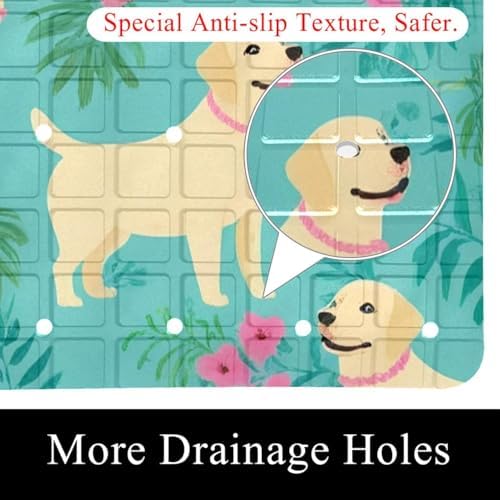 Bathtub Mat Non Slip 26.8x15.1In, Dogs Floral Bath Mat - Image 2