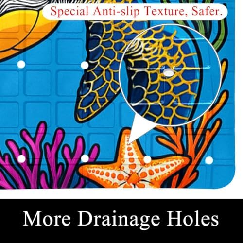 Bath Tub Shower Mat, Washable Bathtub Floor Mats, Suction Cups and Drain Holes - Image 2