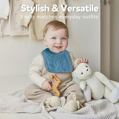 Muslin Baby Bibs for Unisex Boys Girls, Cotton Drool Bibs, Adjustable Newborn - Image 2