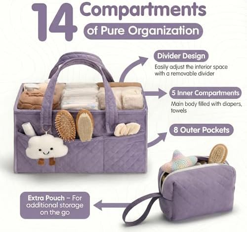 PeraBella Baby Diaper Caddy Organizer, Baby Basket Shower Gift, Portable - Image 5
