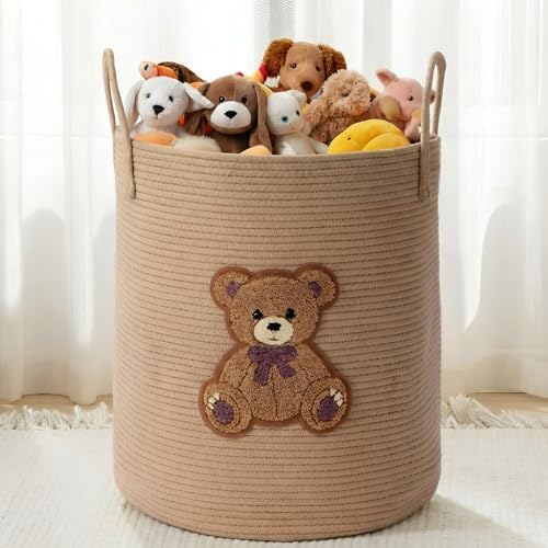 LemonRoad Brown Bear Nursery Hamper Cotton Rope Basket by Unknown