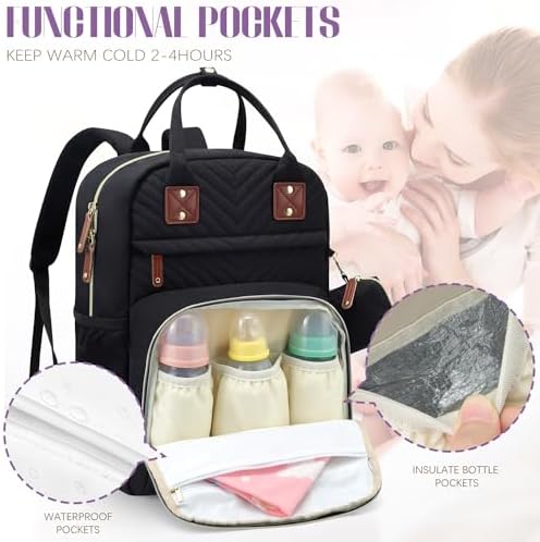Tuwubi Diaper Bag Backpack, Baby Essentials Travel Tote Bag - Image 4