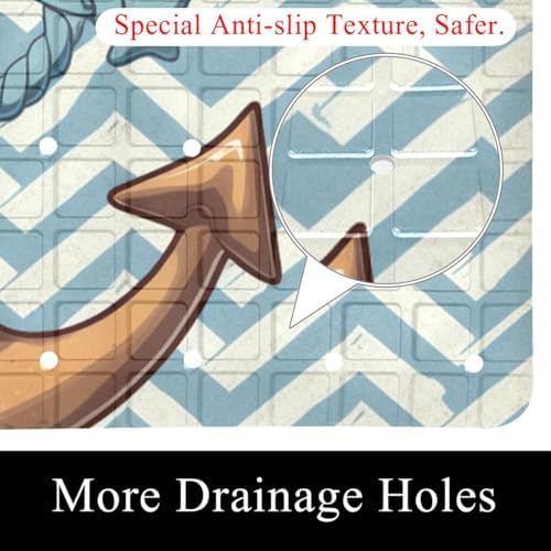 Shower Mat Non Slip, Anchor Zigzag Pattern Anti Slip Bath Mat - Image 2
