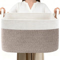 65L Laundry Basket with Handles, Woven Blanket Basket by HZFTJOY