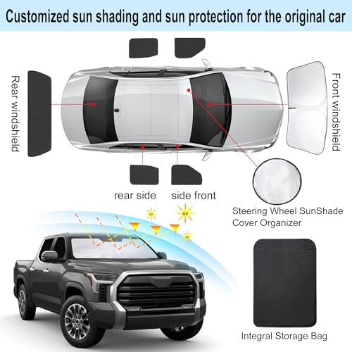 TINGLU Window Shades for Toyota Tundra 2022-2025 2026 Accessories Car Side Full - Image 3