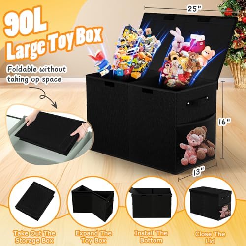 Large Toy Storage Box with Lid, Collapsible Kids Toy Chest - Image 2