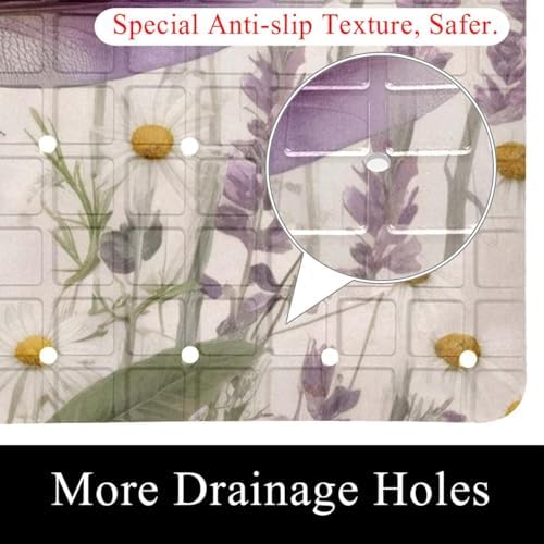 Bath Tub Shower Mat, Washable Bathtub Floor Mats, Suction Cups and Drain Holes - Image 2
