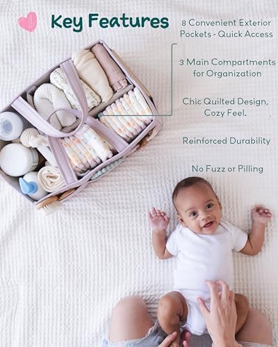 Lily Miles Baby Diaper Caddy Organizer, Quilted Nursery Storage Organizer - Image 4