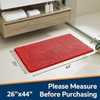 Chenille Bathroom Rug 26"x44" Red, Non-Slip Plush Bath Mat - Image 2