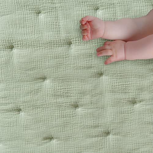 Levtex Baby - Cloud Muslin Crib Bed Set - Baby Nursery Set - Sage and White - Image 3