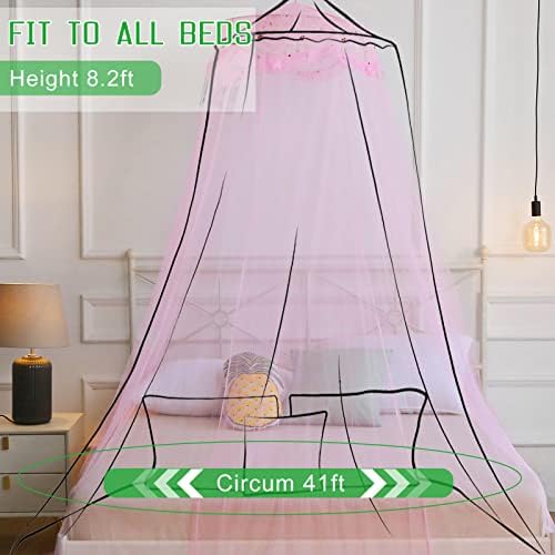 Mosquito Net Bed Canopy for Girls Pink Bed Curtains Tent Twin Queen Size - Image 3